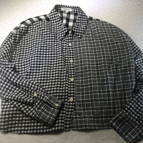 Madewell Tops - Madewell Long Sleeve Women Button Up Multi Plaid Cropped Shirt Size Medium